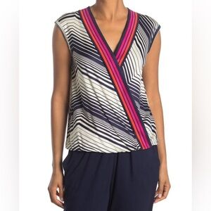 Trina Turk Hampton multi stripe sleeveless blouse. Sz small.